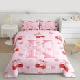 thumbnail image 3 of Manfei Kawaii Pink Letter K Bedding Comforter Set, Cartoon Princess Ribbon Twin Comforter Sets, Cherry Love Heart Reversible Bedding Set, Breathable Home Decor, 2pcs, 3 of 9