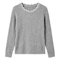 thumbnail image 5 of Bxsruta Womens Sweaters Scalloped Neck Long Sleeve Ribbed Knit Pullover Casual Tops, 5 of 8