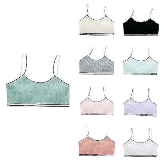 Krdevn Girls Training Cami Bra, Thin Strap Soft Camisole Bralette, Lightweight Seamless Undergarment for Puberty Growing Girls,Green