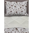 thumbnail image 3 of Leaves Comforter & Sham Bedding Set, Hummingbirds Sitting on Leafy Branches Retro Rustic Autumn Composition, 3 pcs Duvet Set Microfiber Filling Quilt, 5 Sizes, Pale Grey and Brown, by Ambesonne, 3 of 4