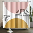 thumbnail image 4 of Lfeey Shower Curtain with Hooks, Boho Abstract Half Circle Bathroom Waterproof Curtain, Pink, 72x78 inch, 4 of 5