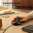 thumbnail image 2 of Wired Trackball Mouse for Large Hands, Ergonomic Design Reduces Wrist & Muscle Strain, Precision Tracking with Easy Index Finger Control, Compatible with PC, Laptop, Windows, Mac, Red, 2 of 4