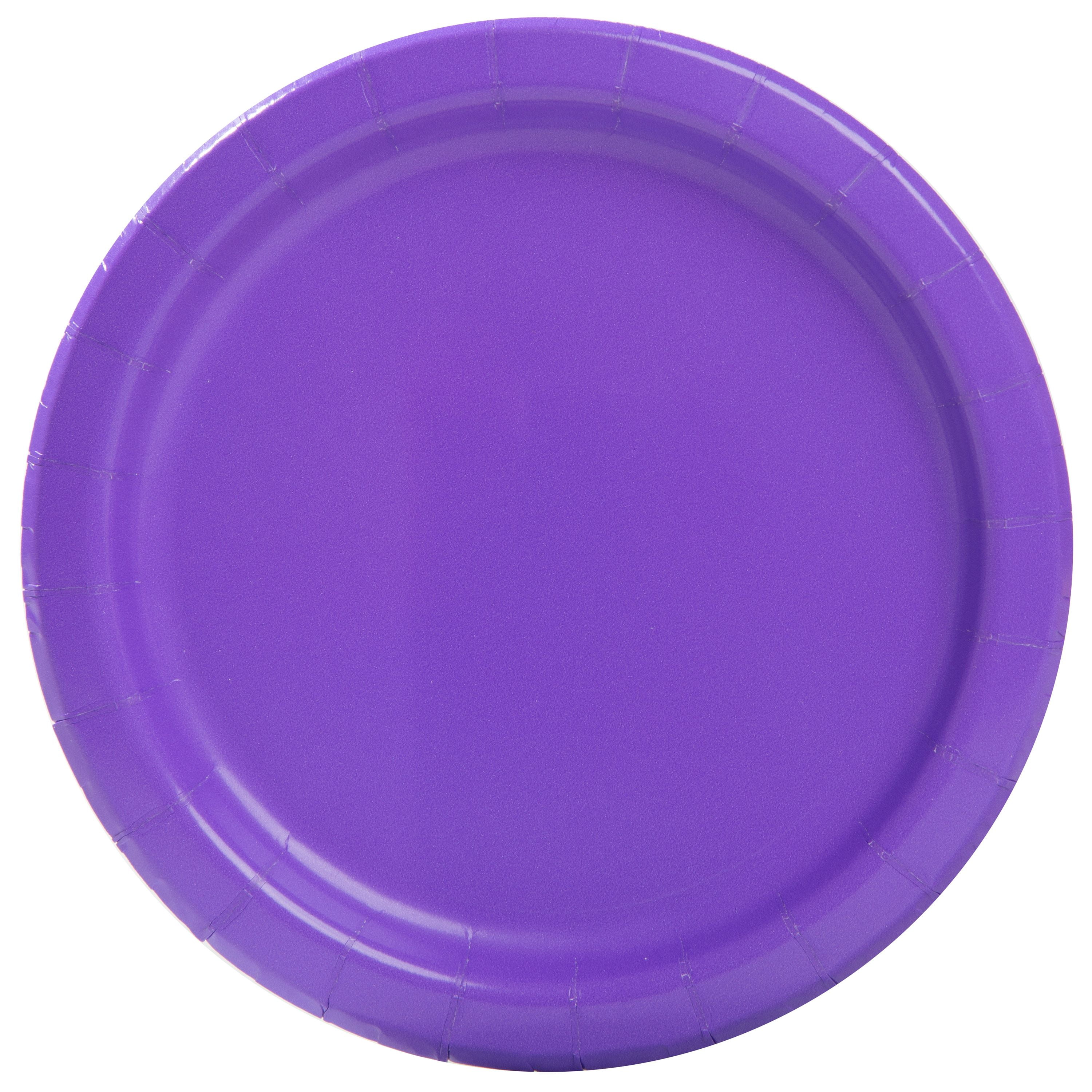 7" Neon Purple Paper Dessert Plates, 70ct