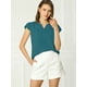 thumbnail image 3 of Camiseta Manga Tulipán Cuello En V Básico Para Mujer Azul eléctrico XL Allegra K, 3 of 6