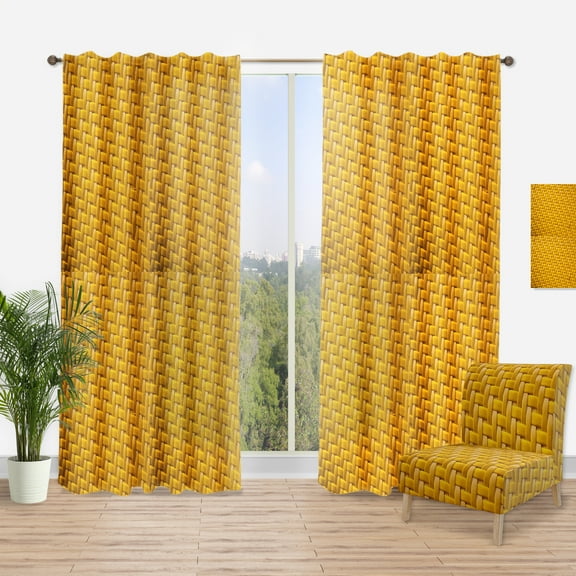 Designart 'Yellow Sedge texture background' Mid-Century Modern Curtain Panel
