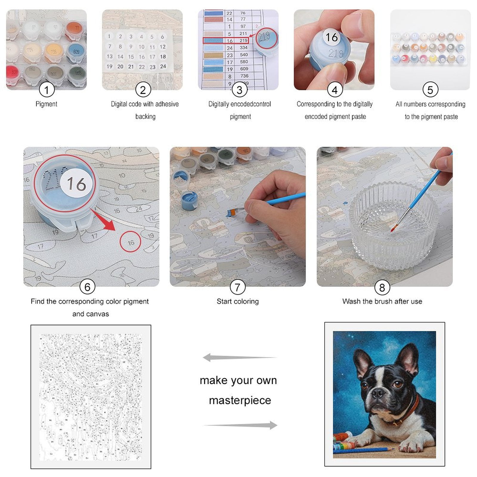 Paint By Numbers Kit for Adults Beginner - DIY Dog Art Supplies Sky Blue Canvas Painting Kits for Adults, Frameless Paint By Number for Adults for Home Wall Decor 16x20 Inch