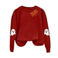 thumbnail image 4 of mgoYE Women Halloween Shirt Sweatshirts Halloween Ghost Sweatshirt Women - Halloween Graphic Crewneck Tops Casual Sweater(Red,M), 4 of 5