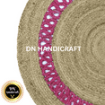thumbnail image 3 of DN HANDICRAFT Sisal Mat Living Room Reversible Eco-Friendly Floor Jute Kitchen Carpet Brown Pink Round Area Rug (3x3 Sq Feet), 3 of 5