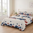 thumbnail image 2 of Queen Quilt Set 90''x96'', 4th of July Lightweight Bedspread Coverlet Set with 2 Pillow Shams, Patriotic Blue Red Star Independence Day Breathable All Season Quilt Bedding for Bedroom/Guest Room, 2 of 9
