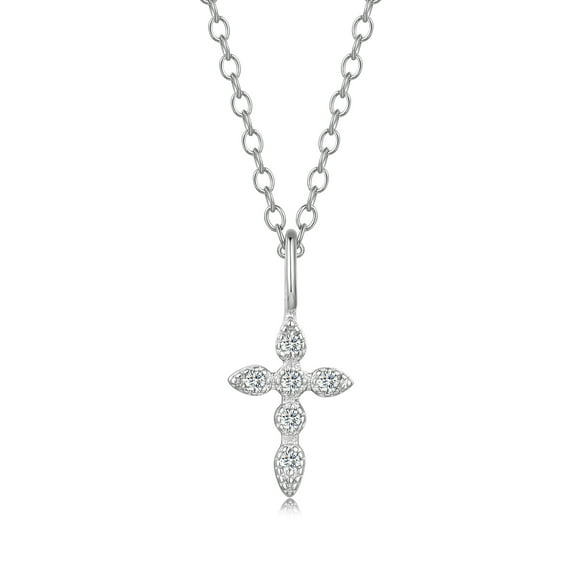 HESHPAWS Cross Pendant Necklace with Zircon, Birthstone cross necklace for Women Cross Chain Jewelry Gifts
