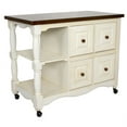thumbnail image 4 of Sunset Trading Andrews 4-Drawer Wood Kitchen Cart in Antique White/Chestnut, 4 of 5