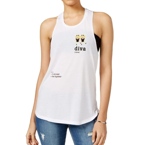 Freeze CMI Inc. Womens Diva Racerback Tank Top, White, Juniors, Medium