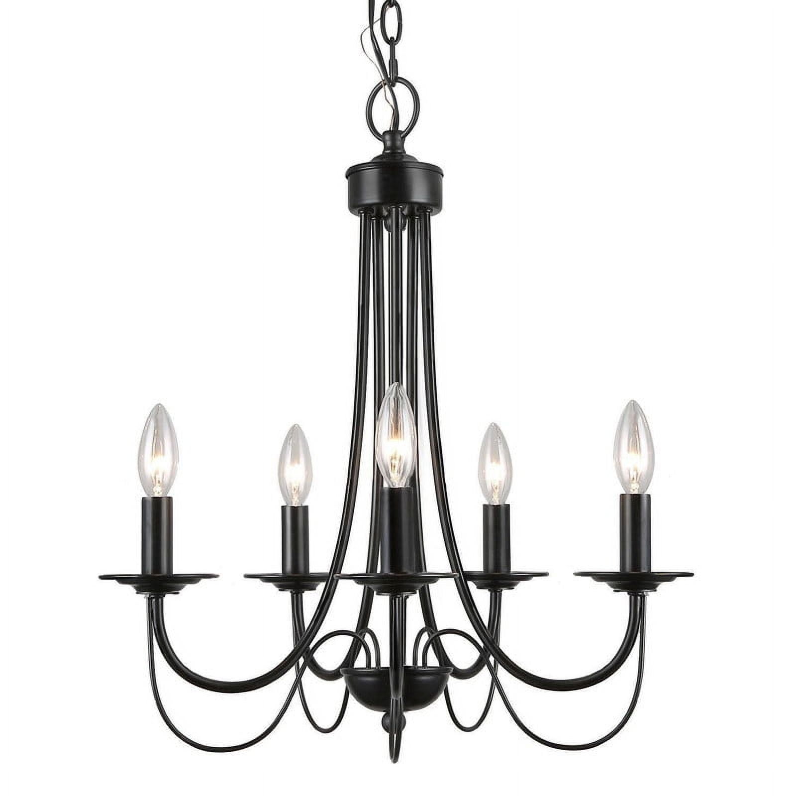 LNC 5-Light French Country Chandelier Kitchen Island Light,Matte Black