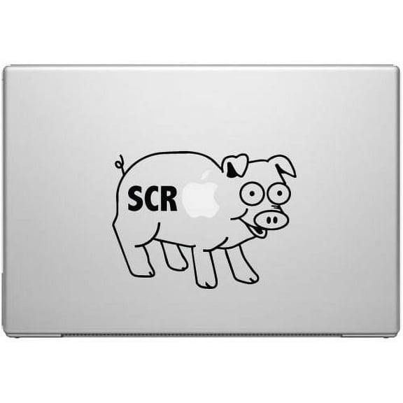 Scrapple Piggy Bacon Ham Macbook Car Tablet Art - Black Vinyl Decal for 13" Macbook