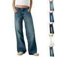 thumbnail image 2 of CHCNHAC Jeans à Jambes Larges pour Femmes Taille Haute Extensible Jeans à Jambes Droites Mode Couture avant Pantalon en Denim Ample Rétro Y2k, 2 of 5