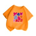 thumbnail image 3 of YOUSNH T-Shirt à Manches Courtes Col Rond Imprimé Mode Mignon pour Filles, Décontracté, Ample, Été, Orange 2-4 Ans, 3 of 5