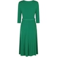 thumbnail image 2 of Bon Rosy, Women's, 3/4 Sleeve Faux Wrap Midi Dress Knee Length, Green, M, 2 of 2