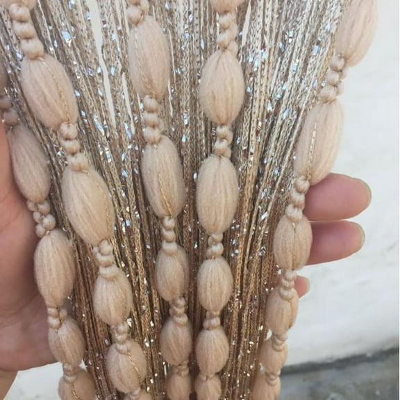 Zhuge 39.37*110.24in Decorative Door String Curtain Lantern line Wall Panel Fringe Window Room Divider Blind for Coffee House Restaurant Parts Door Divider Tassel Screen Decoration ，Champagne