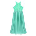 thumbnail image 4 of Eandarui Kids Flower Girl Floral Lace Dress Halter Neck Chiffon Long Junior Bridesmaid Dress Pageant Mint Green 12, 4 of 7