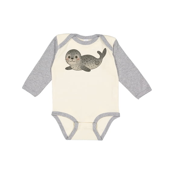 Inktastic Cute Seal Boys or Girls Long Sleeve Baby Bodysuit
