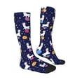 thumbnail image 3 of Daiia Sports Socks Lama in Space Printed Novelty Crew Socks for Men Women Knee High Socks Cotton Socks Soft & Breathable Support Unisex Socks, 3 of 9