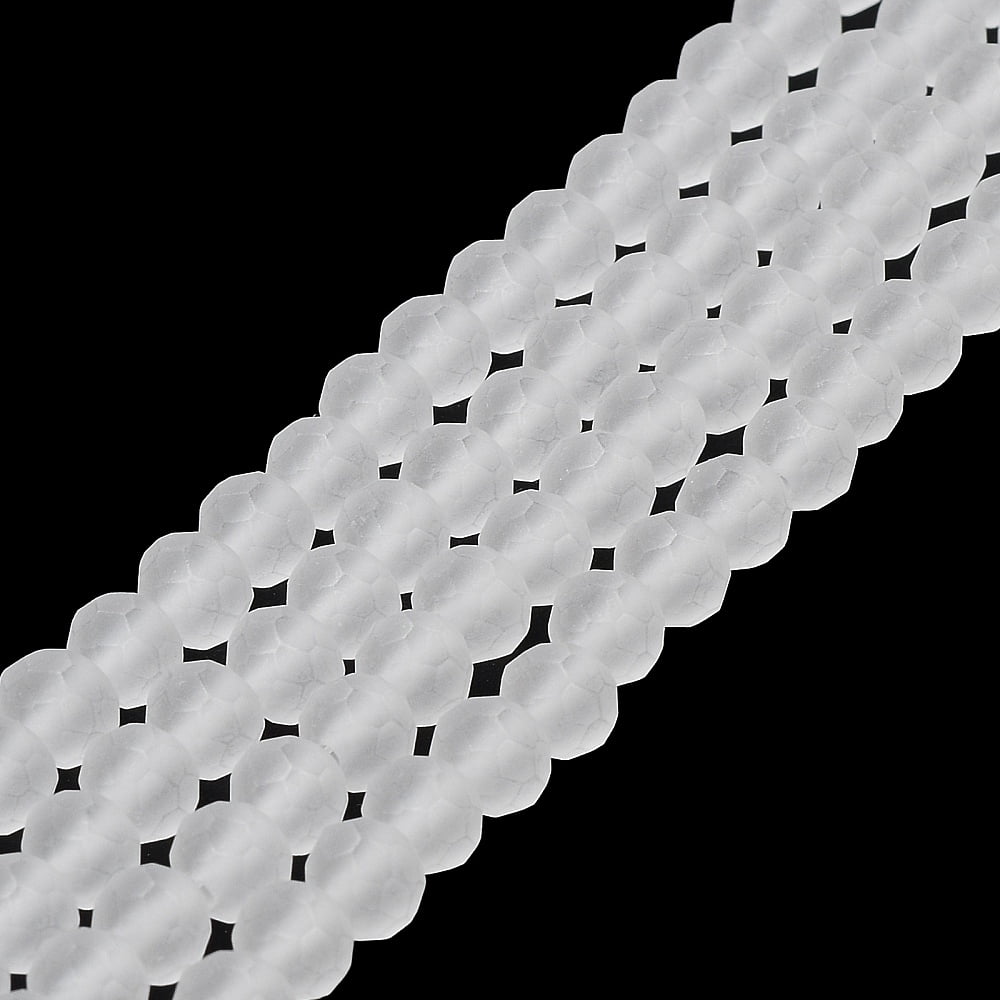 Transparent Glass Beads Strands Faceted Frosted Rondelle WhiteSmoke 10mm Hole: 1mm about 63~65pcs/strand 49~50cm