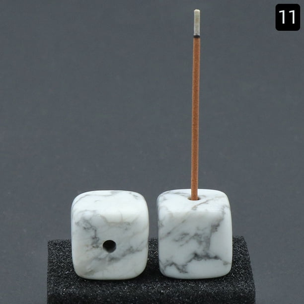 Soporte de incienso cuadrado de piedra de ágata de cristal natural, base de incienso, inserto de incienso de piedra de cristal, pequeños adornos