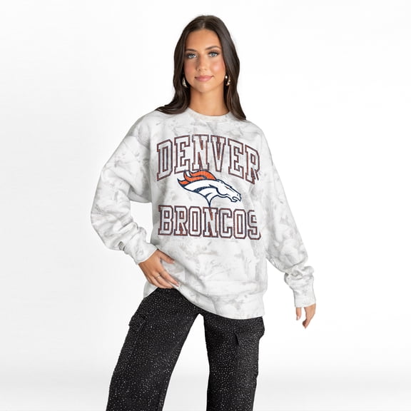 Women's Gameday Couture  Arctic Camo Denver Broncos Whiteout Oversized Premium Fleece Sweatshirt