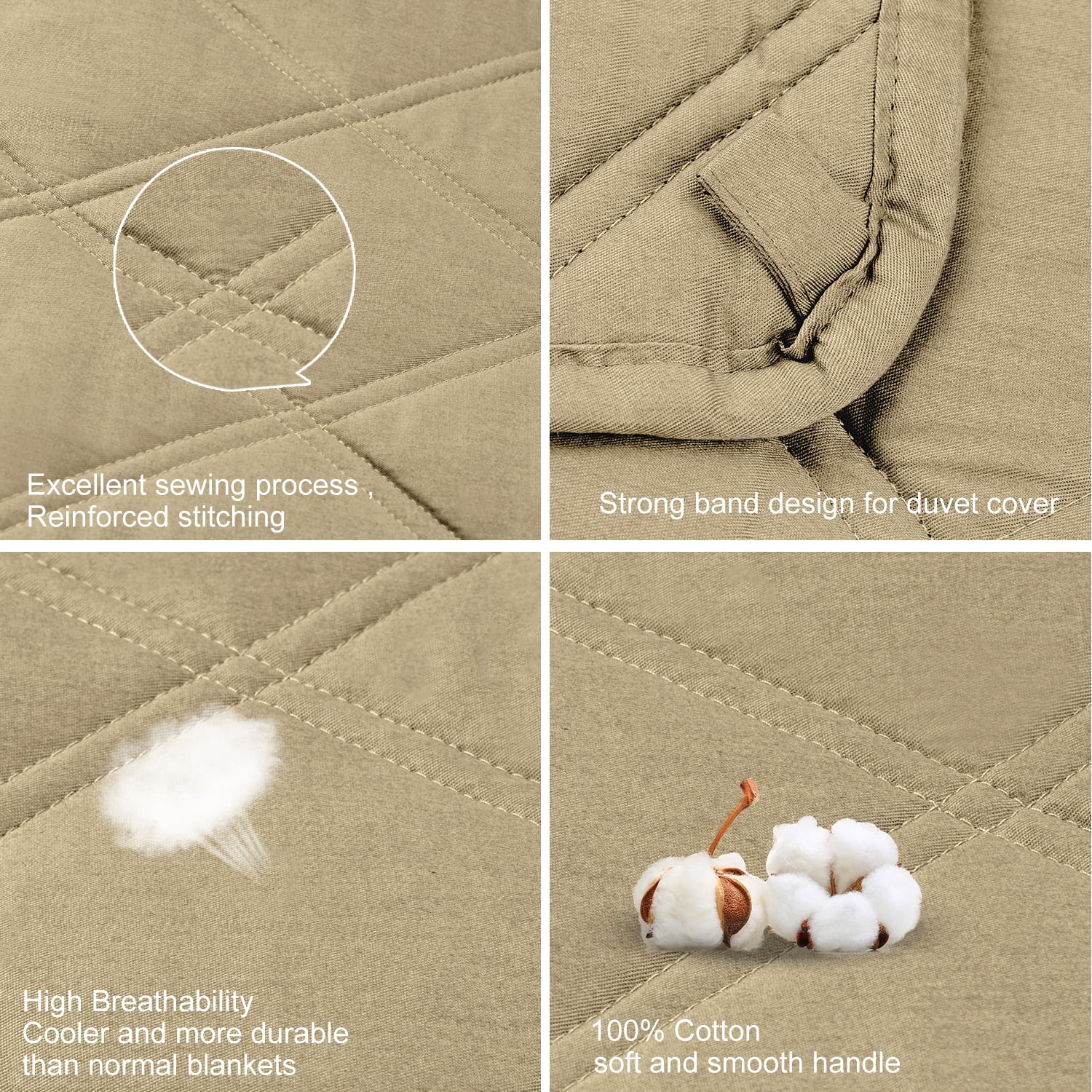 Lavender Weighted Blanket (48" x 72",15 lbs) 100% Cotton Heavy Blanket to Improve Sleep for People With Anxiety