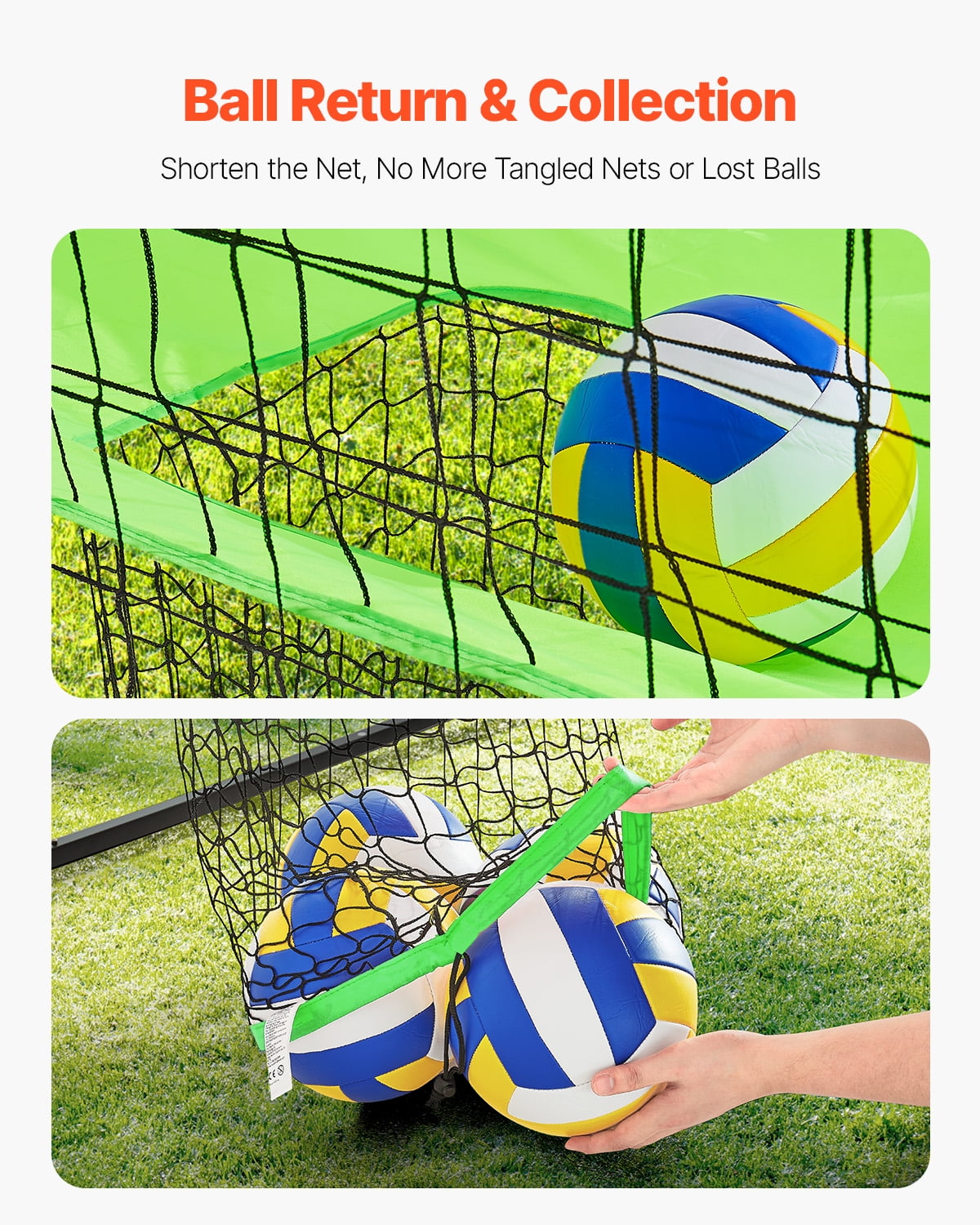 VEVOR Volleyball Training Net System, Freely Height-Adjustable Practice Equipment with Ball Return,8x11ft Portable Net Station,Easy Setup for Backyard Indoor Outdoor Serving Spiking Improve Accuracy