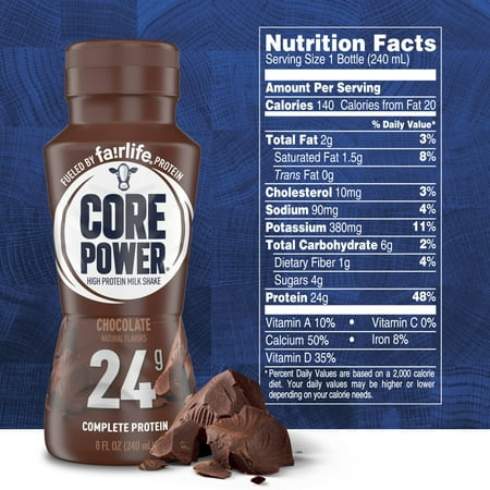 Core Power Protein Shake with 24g Protein by fairlife Milk, Chocolate, 8 fl oz, 4 Count