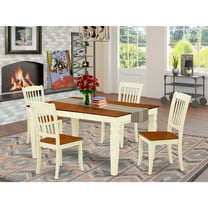 East West Furniture Weston 5-piece Wood Dining Room Set in Buttermilk/Cherry