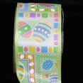 thumbnail image 2 of The Ribbon People Green and Blue Easter Eggs Print Wired Craft Ribbons 2.5" x 40 Yards, 2 of 2