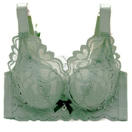 Yyeselk Women s Minimizer Bra Wire Free Lace Bra Non Padded Full Coverage Bra Plus Size Push Up Seamless Bra Everyday Bra Green M