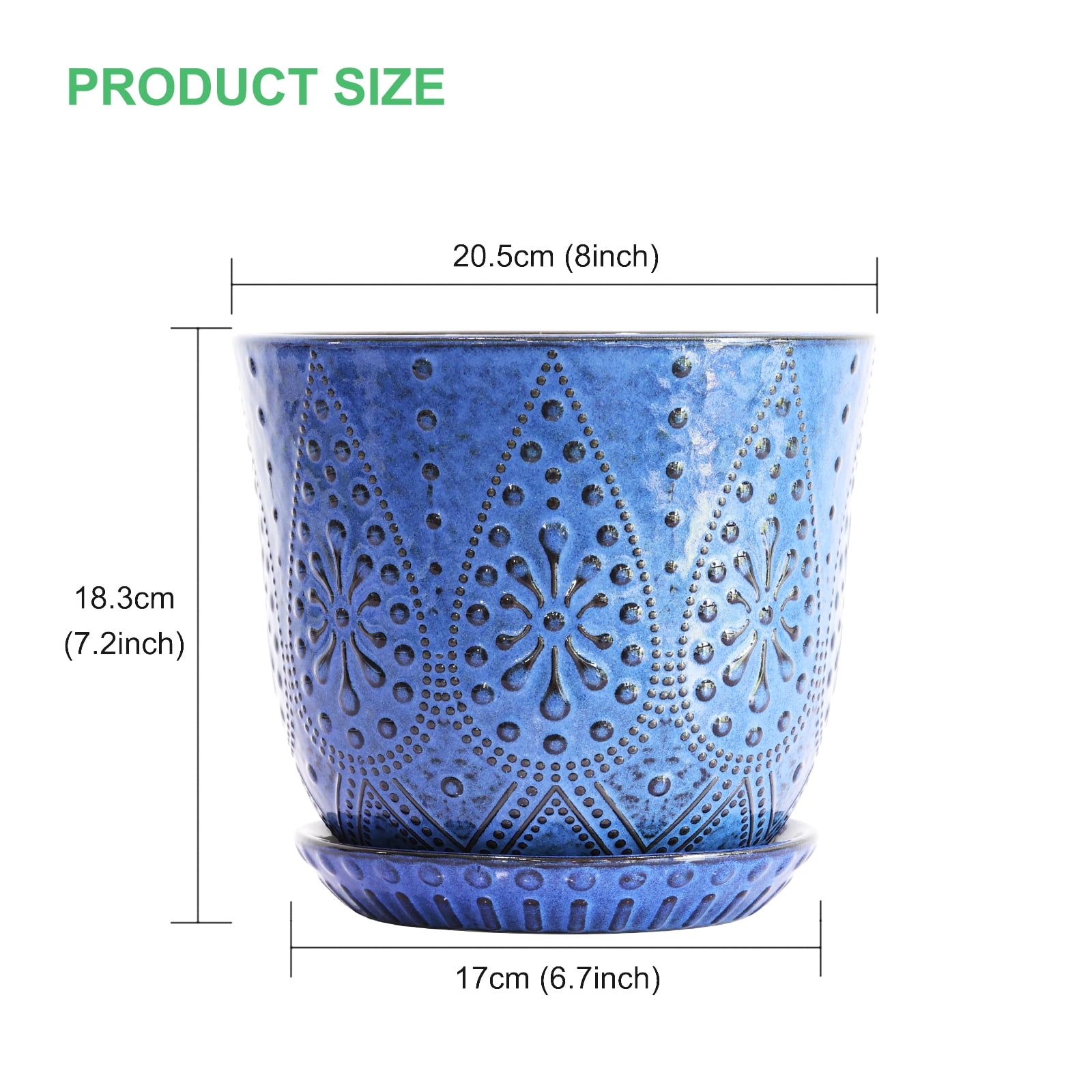 BESTSELER 8 Inch Plant Pot, Ceramic Planter with Drainage Holes and Saucers for Indoor Plants, Large Outdoor Flower Pot Garden Pot