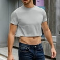 thumbnail image 2 of Evdexr Men's Boxy Cropped Cut T Shirts Short Sleeve Round Neck Tee Casual Basic Tops Gray XL, 2 of 5