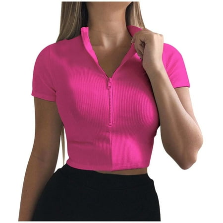 Plus Size T Shirts Women Ladies Sexy Lace Mesh Short Sleeve Zip Front Bodysuit Tops Leisure Oversized Tshirts Red S