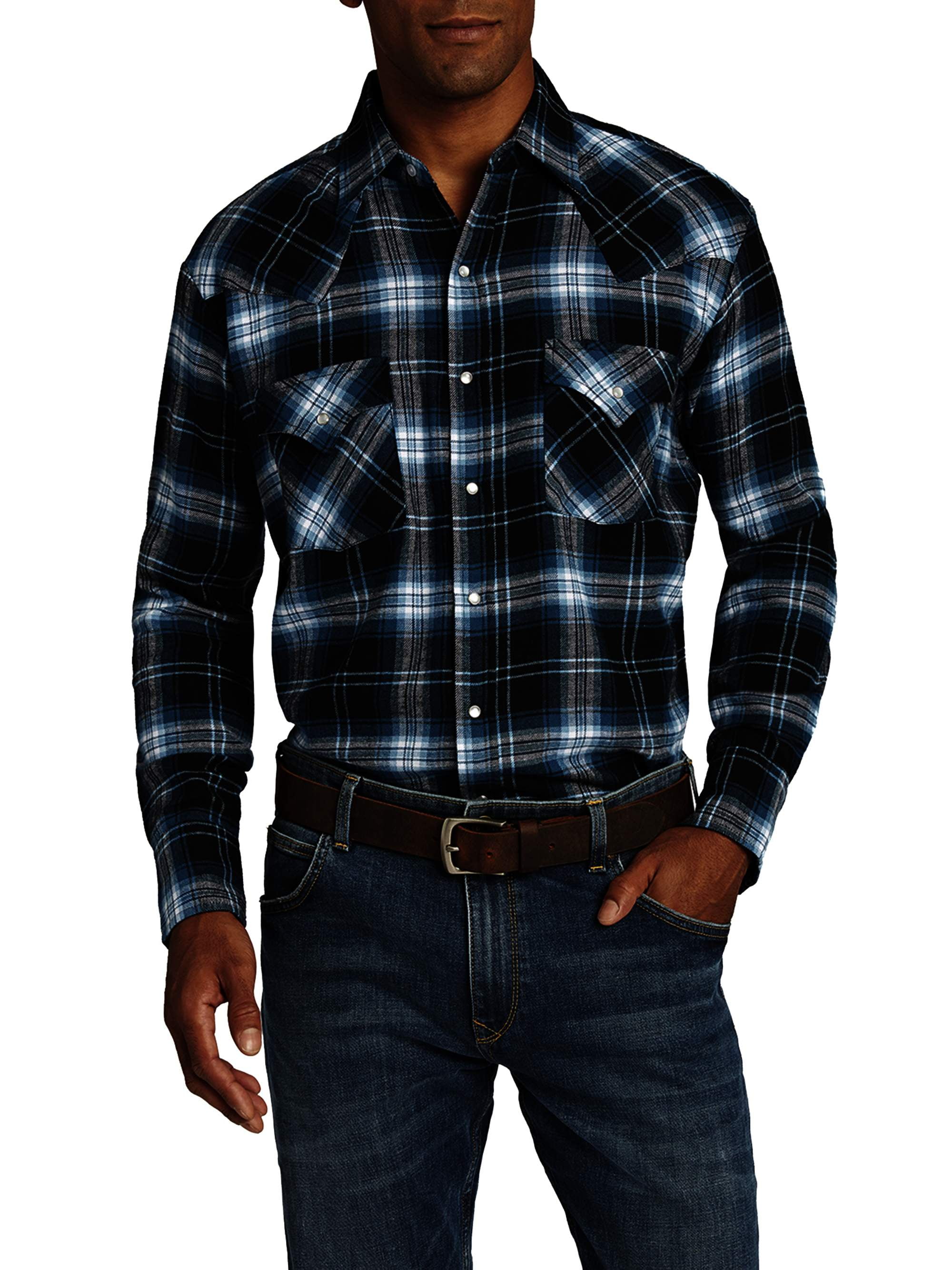 Ely Cattleman Men's Long Sleeve Flannel Western Shirt - Walmart.com