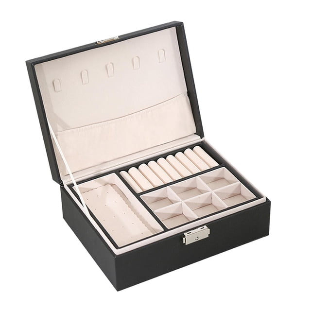 estuche de almacenamiento , soporte de accesorios lar, anillos, relojes EstiloB-Negro Zulema Caja de almacenamiento de joyas