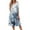 Blue, variant on WTOBBY Women's Classic Floral Print V-Neck 3/4 Sleeve Midi Dress, Timeless Sundress with Feminine Details for Various Occasions,Army Green L