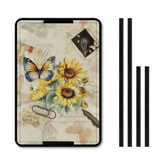 XYZCANDO Sunflower Butterfly RV Door Window Shade Fashion Camper Decor Easy to Install Foldable RV Door Window 26'' X 17'' RV Window Curtains Camper Blinds for Travel Trailers Waterproof Yellow