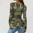 thumbnail image 4 of Ribbed Knit Tops for Women Henely Neck Button Down Camo Shirt Casual Slim Fit Stretch Blouse Tee Fall Winter Clothes, 4 of 6