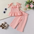 thumbnail image 2 of KPOPLK Baby Toddler Girls Clothes Solid Color Sleeveless Camisole Linen Pants Set Baby Summer Outfits baby views clothing(2-3Y,Pink), 2 of 7