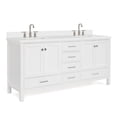 thumbnail image 2 of ARIEL Cambridge 73 Inch Double Rectangle Sink Vanity With White Quartz Countertop In White, 2 of 7