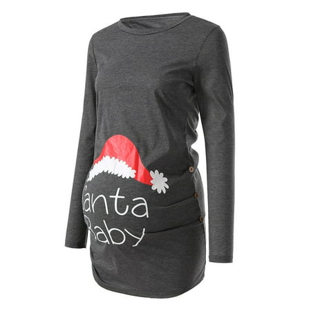 

Pregnant Women s Christmas Long Sleeve T-shirt Fashion Christmas Print Round Neck Top Casual Loose Maternity Nursing Pullover