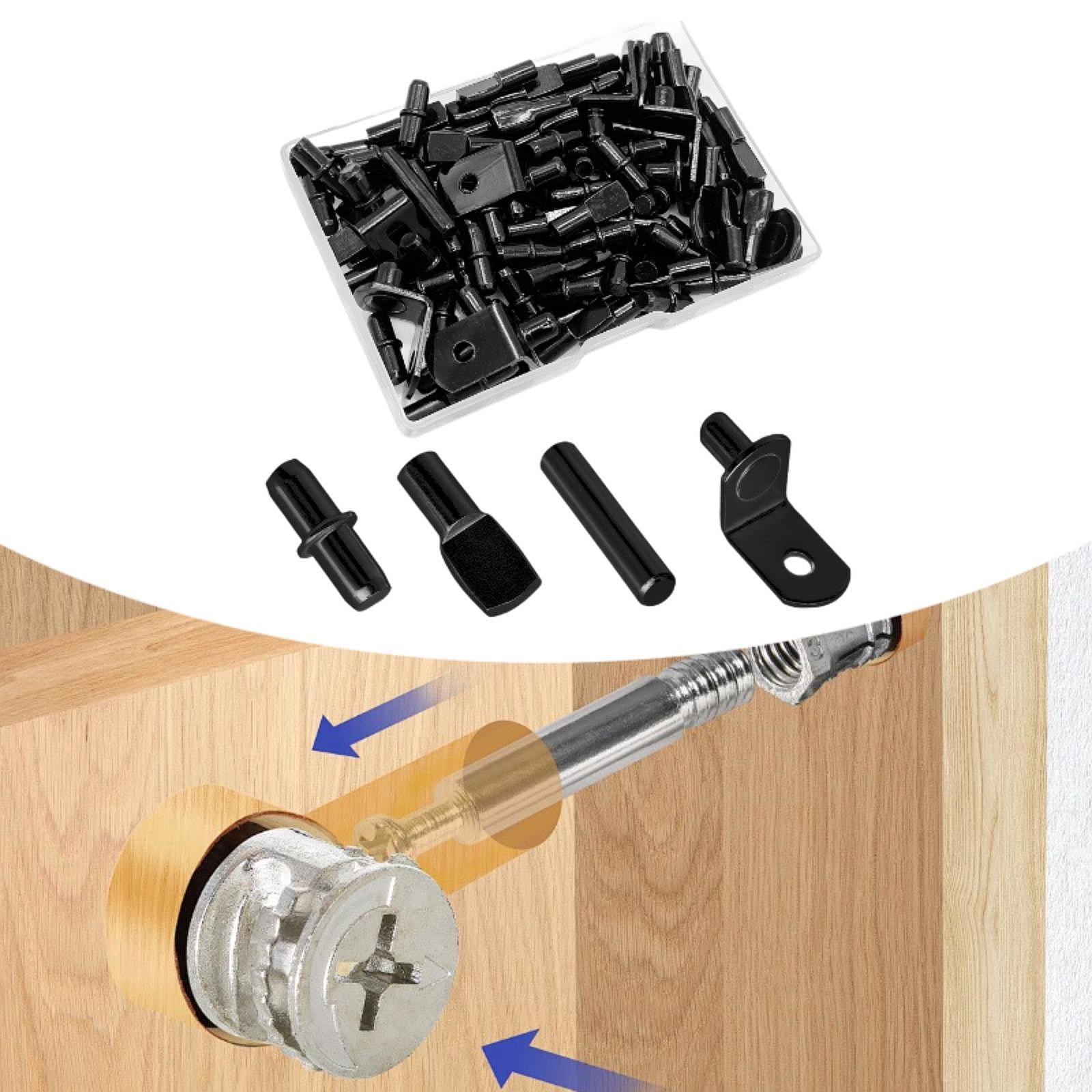 WLPZXP 104x Shelf Pins Holders Metal Pegs Assortment Versatile Nickel Shelf Bracket Pegs for Cupboard Pantry Shelving Bracket black