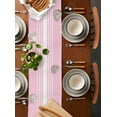 thumbnail image 2 of ERUNPONLY Pink White Stripe Table Runner - 72 Inch Long Modern Rustic Vertical Striped Cotton and Linen Blended Dress Scarves Farmhouse Table Runner for Kitchen Dining, Coffee Table, 16"x72", 2 of 8