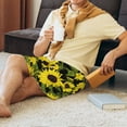 thumbnail image 5 of Balery Sunflowers In Vintage Men's Cotton Knit Pajama Shorts Waistband & Pockets,Short Pajama Pants-Large, 5 of 8