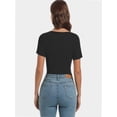 thumbnail image 2 of 3-pack Army Green Women's Fashion Clothes One Piece Cutout Tops Short Sleeve Knit Slim Fitted Shirts Tee Tshirts, 2 of 6