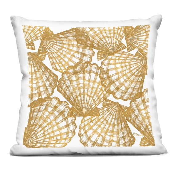 Stupell Industries Gold Tropez Shells Decorative Printed Throw Pillow design by Paul Brent, 18 x 7 x 18